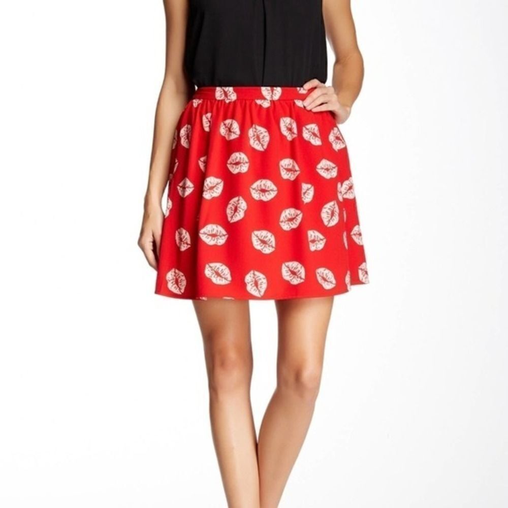 Sam Edelman Red Kiss Pattern Pocket Mini Skirt 2